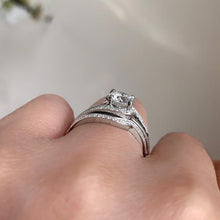 Load image into Gallery viewer, Barkev&#39;s &quot;Swirl Halo&quot; Black Diamond Engagement Ring Set on Finger
