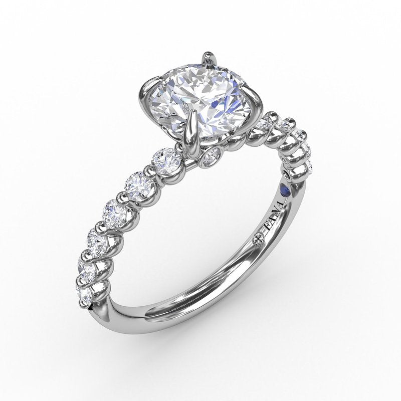 Fana Contemporary Round Cut Side Prong Set Diamond Engagement Ring