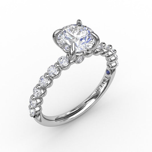 Fana Contemporary Round Cut Side Prong Set Diamond Engagement Ring