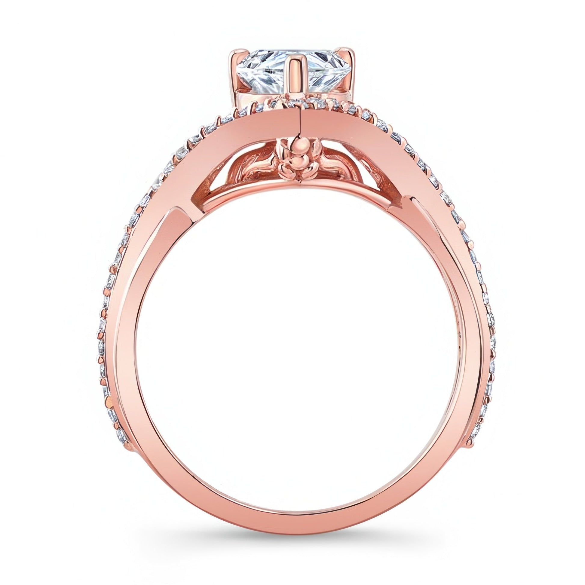 Barkev's Rose Gold Split Shank Twist Pear Cut Diamond Engagement Ring 