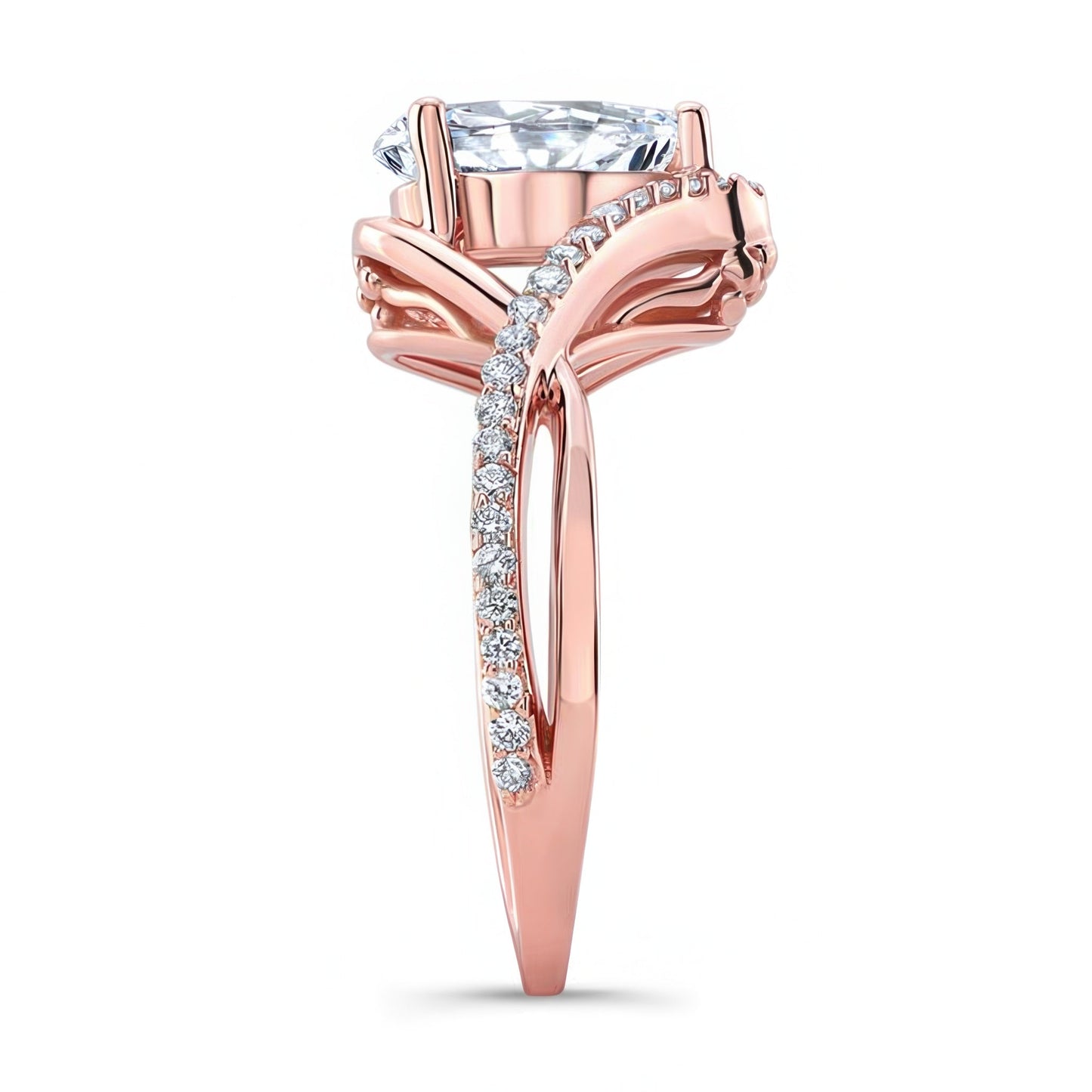 Barkev's Rose Gold Split Shank Twist Pear Cut Diamond Engagement Ring 