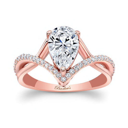 Barkev's Rose Gold Split Shank Twist Pear Cut Diamond Engagement Ring 