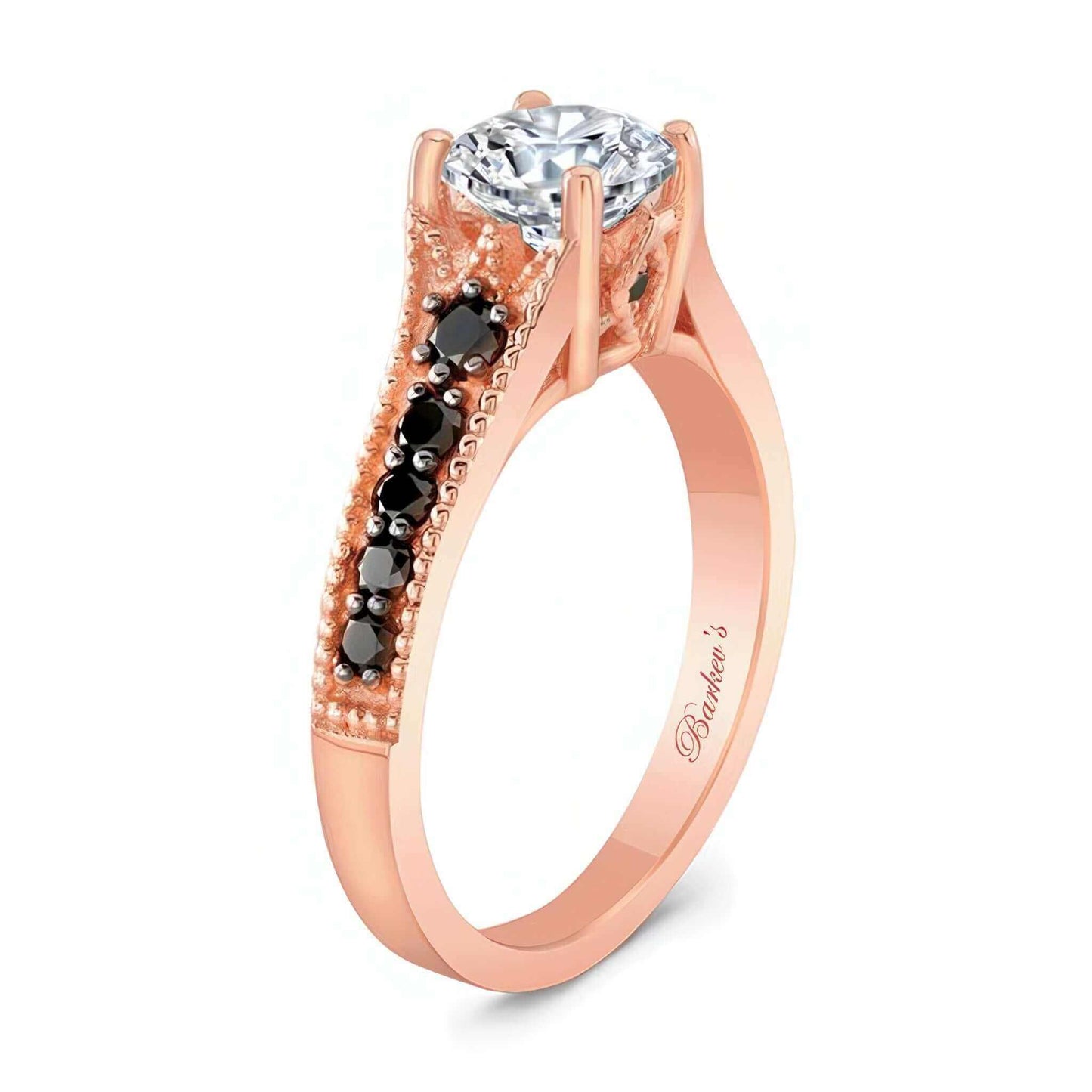 Barkev's Rose Gold Vintage Style Black Diamond Engagement Ring
