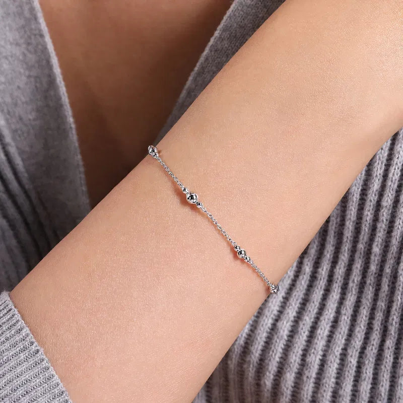 Gabriel & Co. Bujukan Beaded Station Bracelet in Sterling Silver 7mm When Worn