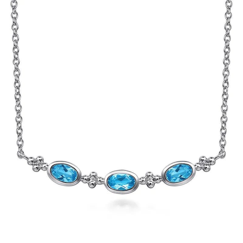 Gabriel & Co. Blue Topaz & Diamond Pendant Necklace in Sterling Silver