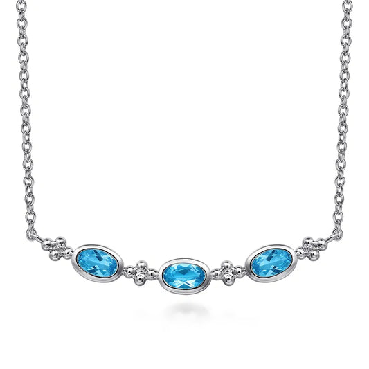Gabriel & Co. Blue Topaz & Diamond Pendant Necklace in Sterling Silver