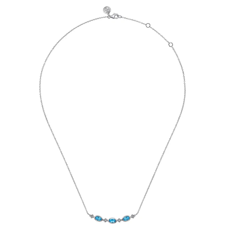 Gabriel & Co. Blue Topaz & Diamond Pendant Necklace in Sterling Silver