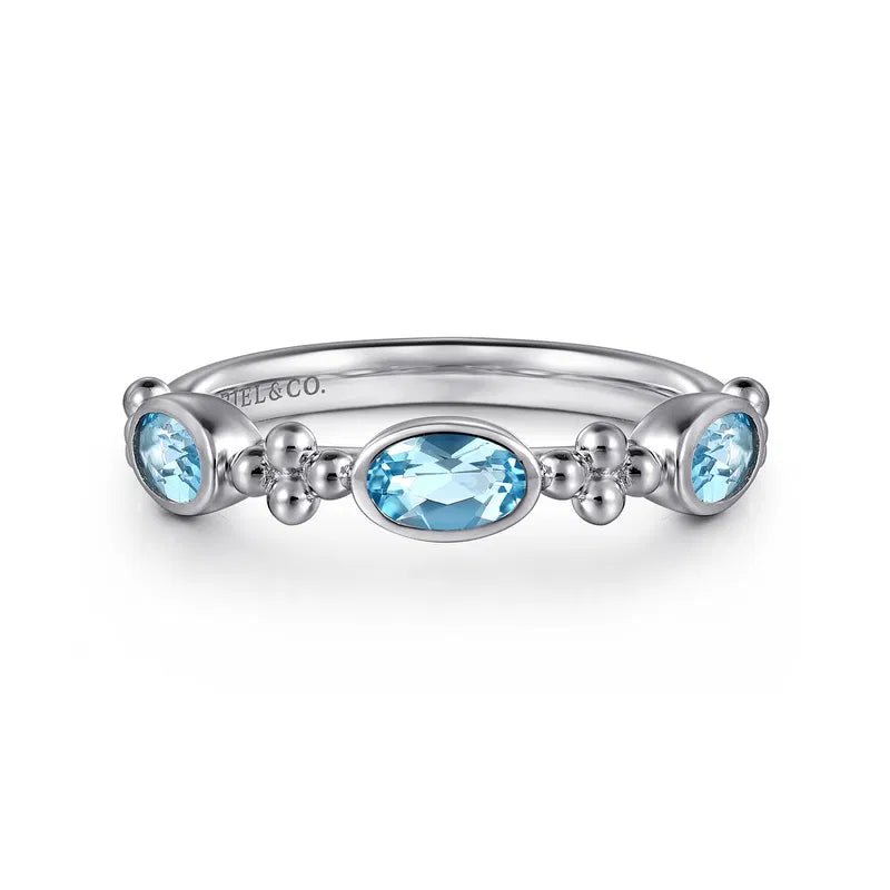 Gabriel & Co. Bujukan Blue Topaz Stackable Fashion Ring in Sterling Silver