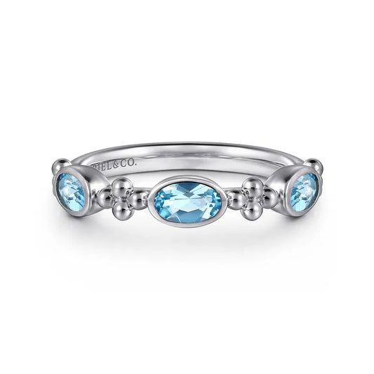 Gabriel & Co. Bujukan Blue Topaz Stackable Fashion Ring in Sterling Silver
