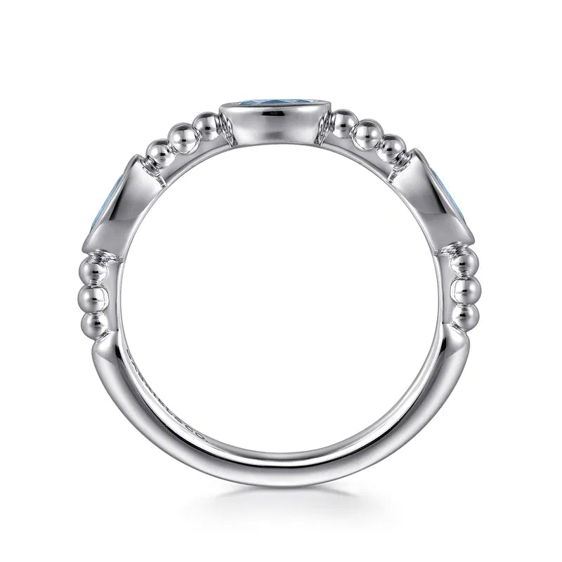 Gabriel & Co. Bujukan Blue Topaz Stackable Fashion Ring in Sterling Silver Front
