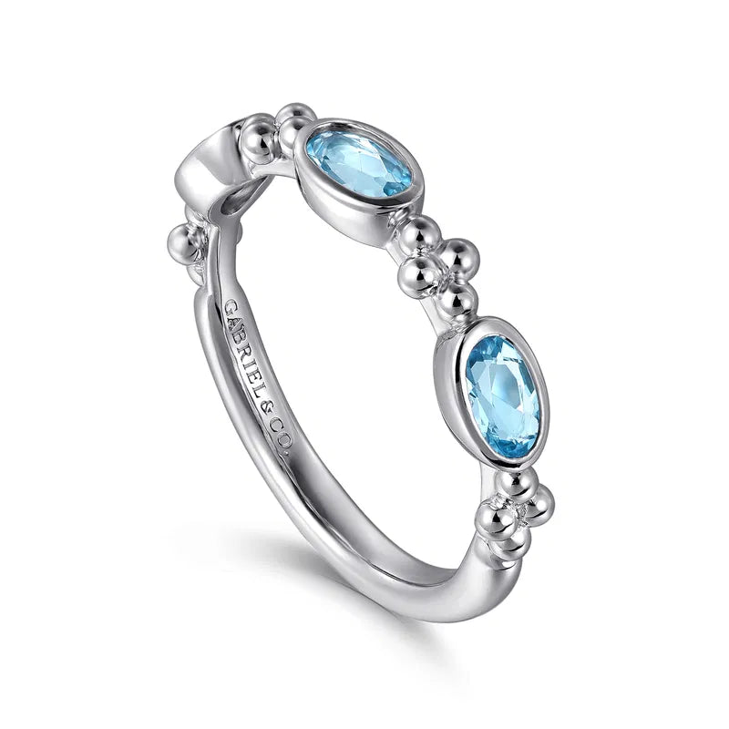 Gabriel & Co. Bujukan Blue Topaz Stackable Fashion Ring in Sterling Silver