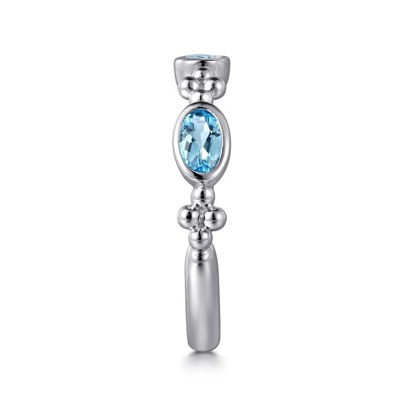 Gabriel & Co. Bujukan Blue Topaz Stackable Fashion Ring in Sterling Silver Right
