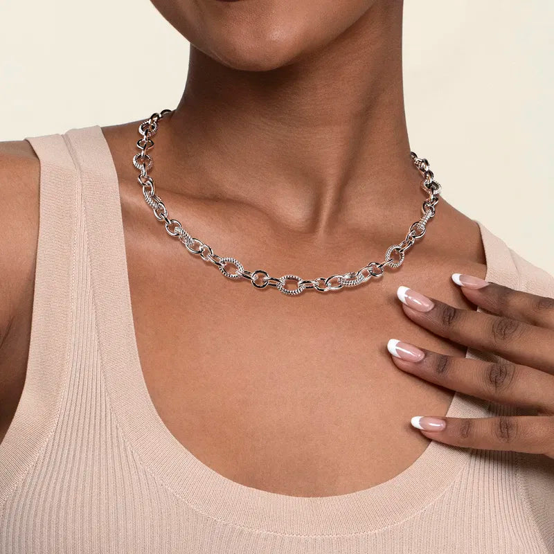 Gabriel & Co. Bujukan Link Chain Necklace in Sterling Silver 16.5mm When Worn