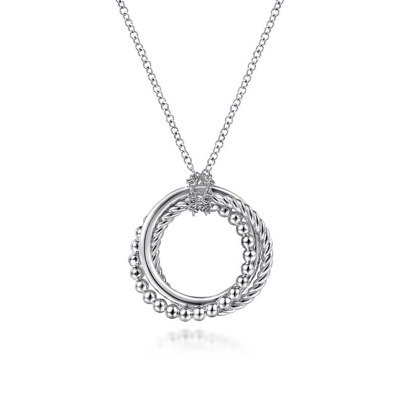 Gabriel & Co. Bujukan Twisted Rope Multi-Circle Pendant Necklace in Sterling Silver
