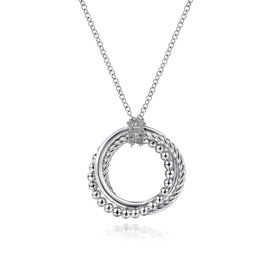Gabriel & Co. Bujukan Twisted Rope Multi-Circle Pendant Necklace in Sterling Silver