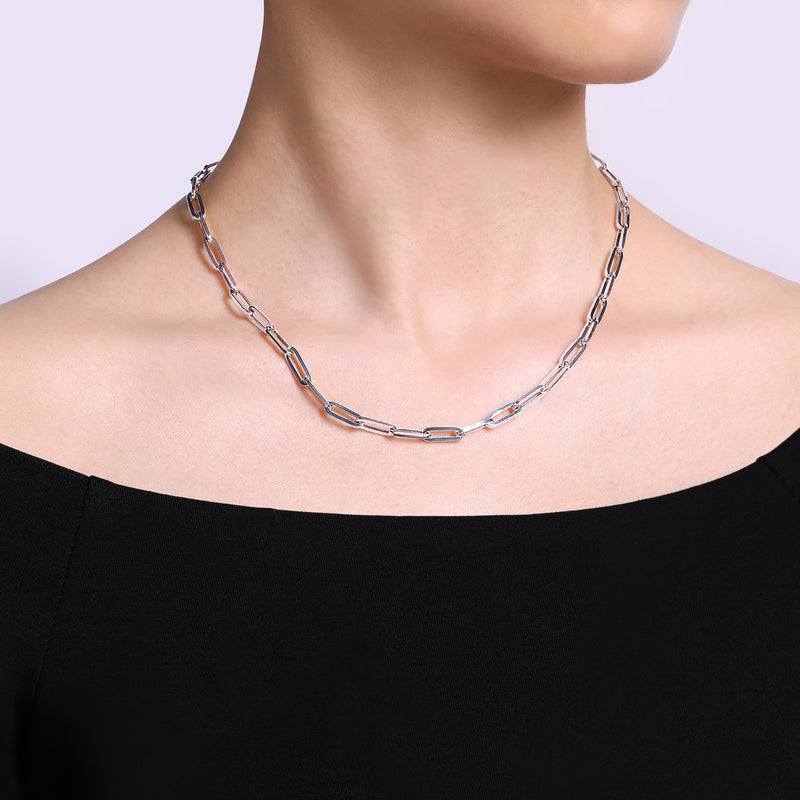 Gabriel & Co. Paper Clip Chain Necklace in Sterling Silver 18 Inches When Worn