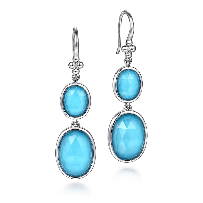 Gabriel & Co. Sterling Silver Rock Crystal and Turquoise Drop Earrings