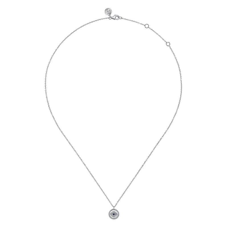 Gabriel & Co. Sapphire & Diamond Evil Eye Pendant Necklace in Sterling Silver