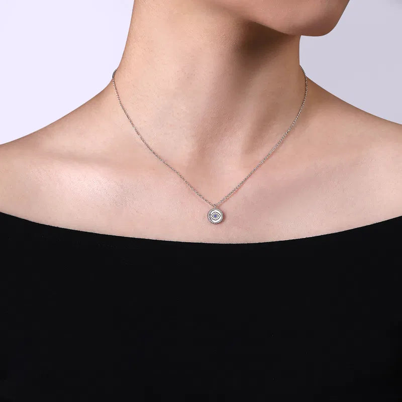 Gabriel & Co. Sapphire & Diamond Evil Eye Pendant Necklace in Sterling Silver When Worn