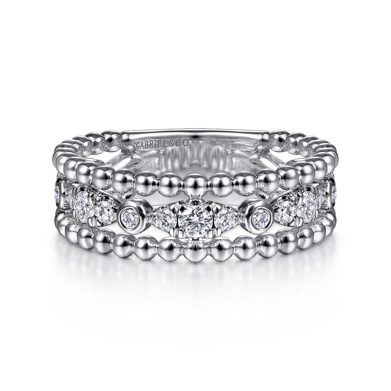 Gabriel & Co. Bujukan White Sapphire Easy Stackable Ring in Sterling Silver