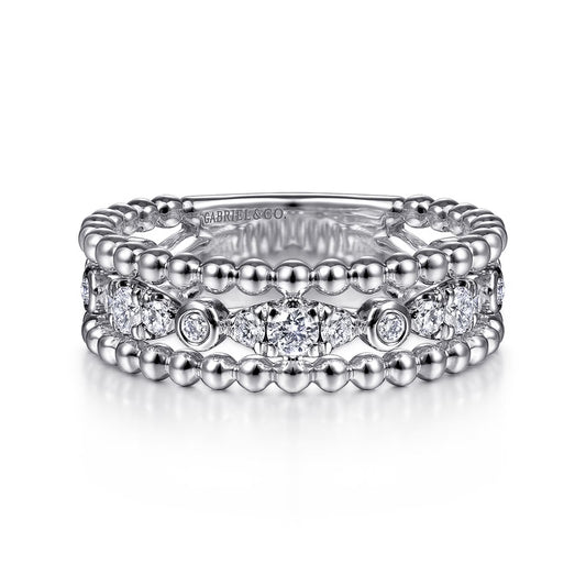 Gabriel & Co. Bujukan White Sapphire Easy Stackable Ring in Sterling Silver