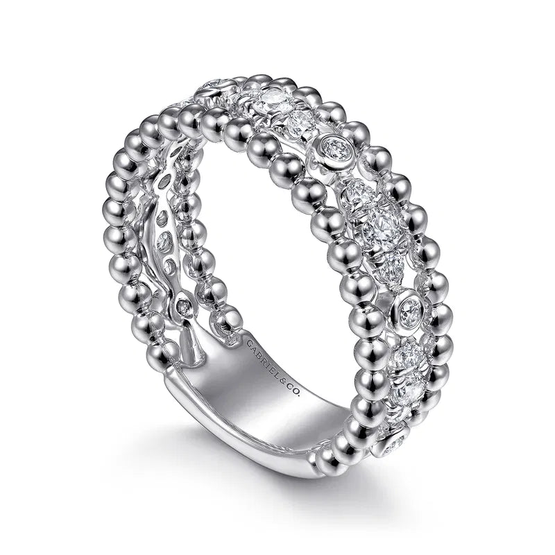 Gabriel & Co. Bujukan White Sapphire Easy Stackable Ring in Sterling Silver