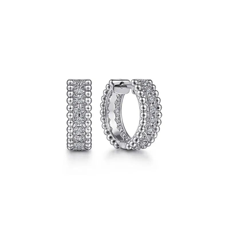 Gabriel & Co. Bujukan White Sapphire Huggie Earrings in Sterling Silver