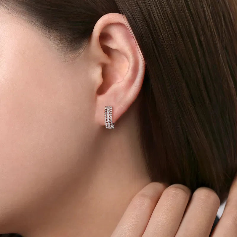 Gabriel & Co. Bujukan White Sapphire Huggie Earrings in Sterling Silver When Worn