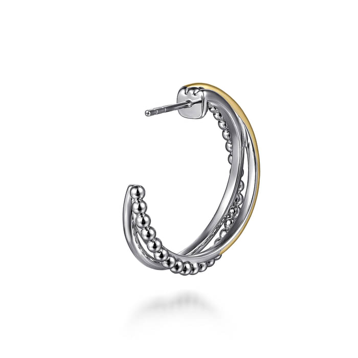 Gabriel & Co. Two-Tone Bujukan Sterling Silver & 14K Yellow Gold Multi-Row J Hoop Earring_Back of Earring