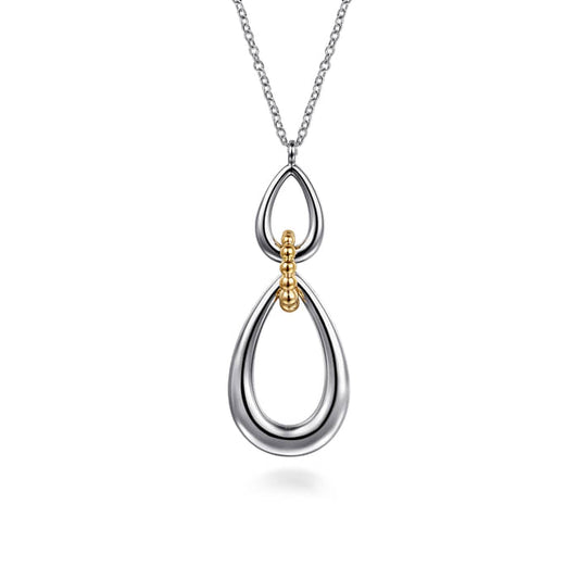 Gabriel & Co. Two-Tone Bujukan Sterling Silver & Yellow Gold Teardrop Pendant Necklace