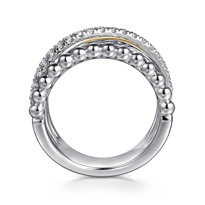 Gabriel & Co. Two-Tone Bujukan White Sapphire Multi-Layer Ring 