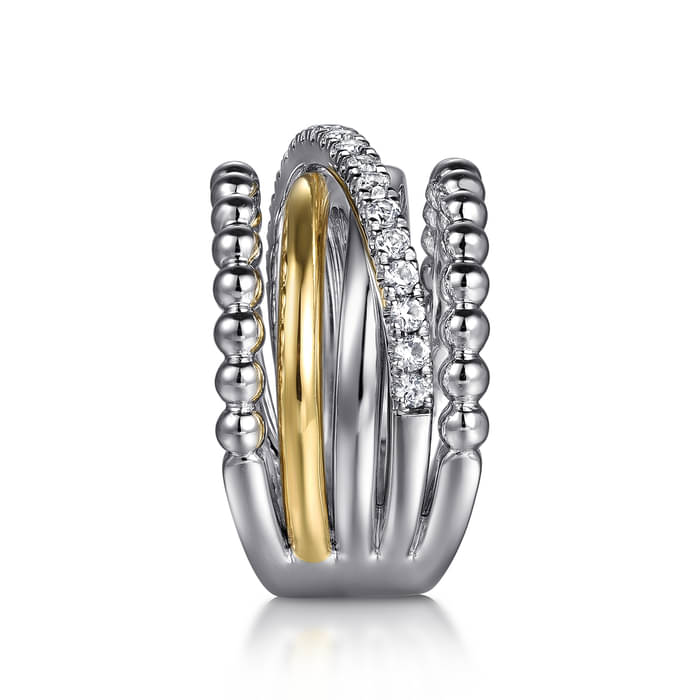 Gabriel & Co. Two-Tone Bujukan White Sapphire Multi-Layer Ring 