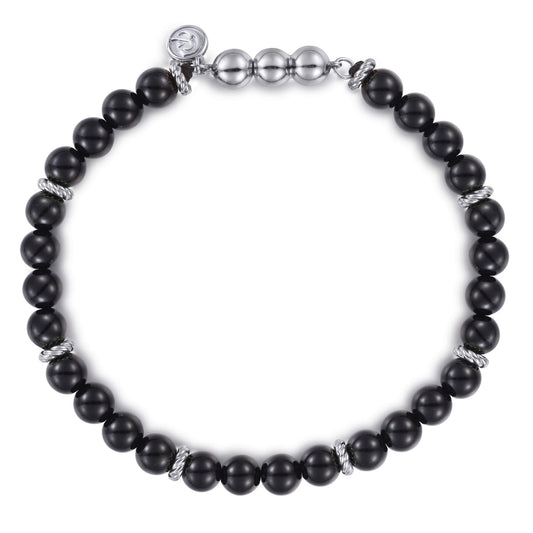 Gabriel & Co. Sterling Silver Onyx 6MM Beaded Bracelet