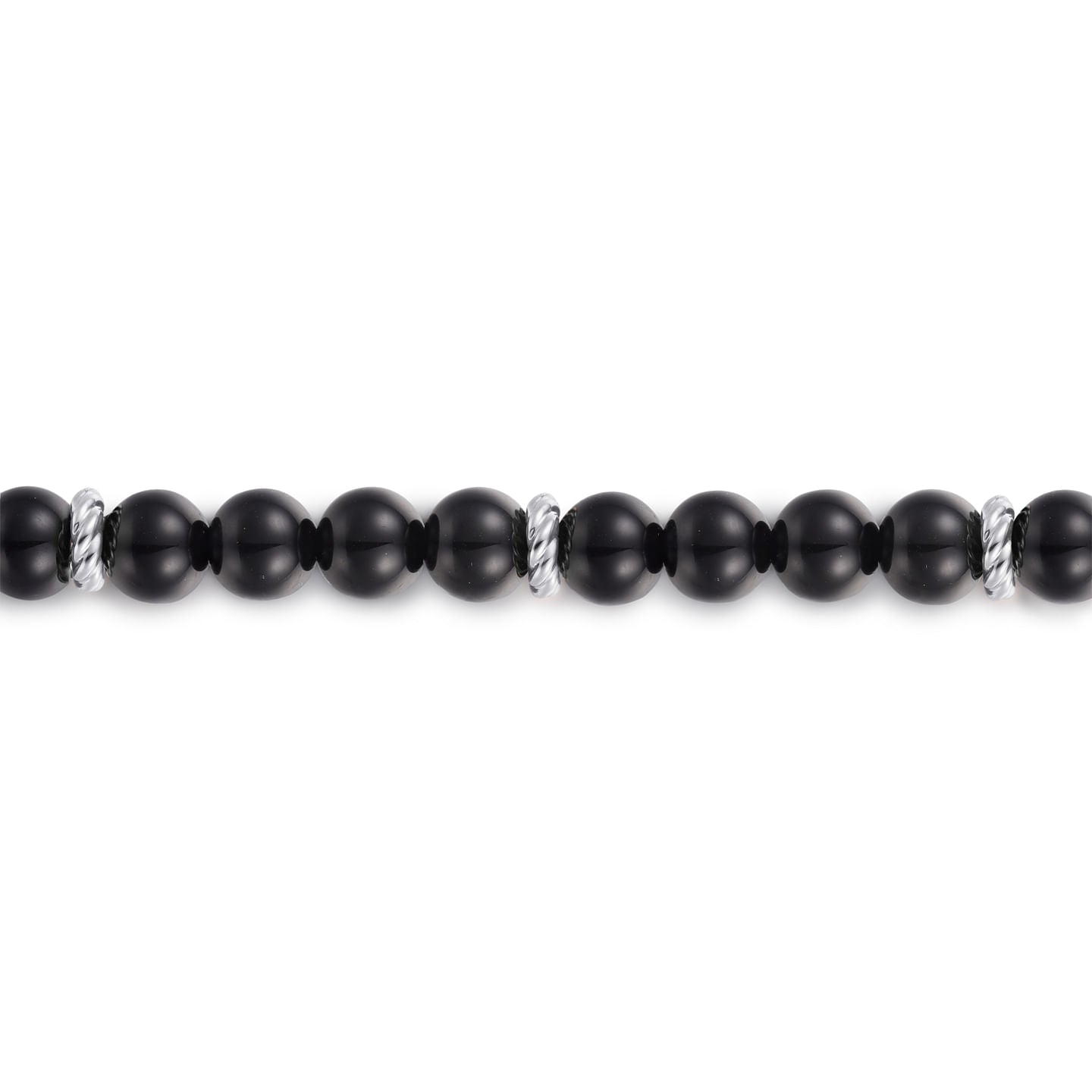 Detail of Gabriel & Co. Sterling Silver Onyx 6MM Beaded Bracelet