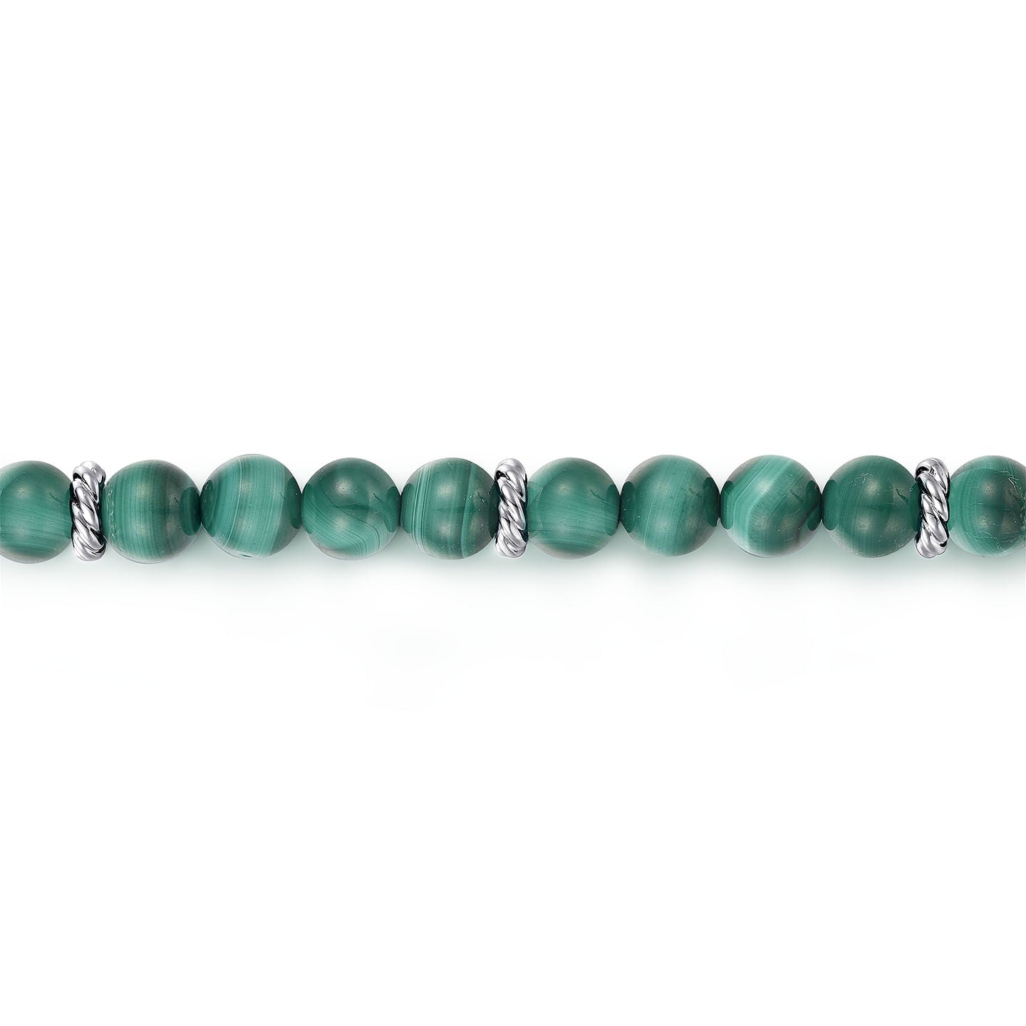 Gabriel & Co. Sterling Silver Malachite 6MM Beaded Bracelet - Detail of Beads