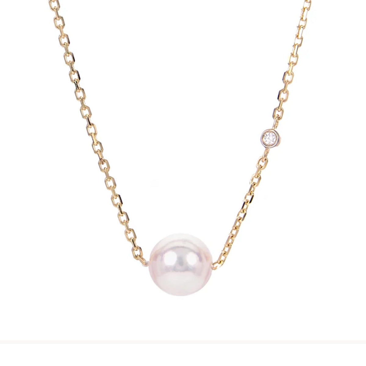 Ben Garelick 14K Yellow Gold Akoya Cultured Pearl and Diamond Necklace, 18 Inch