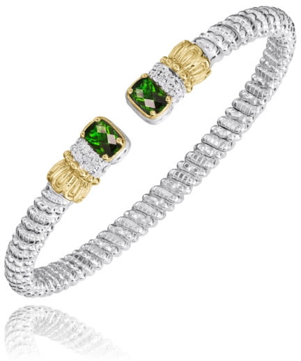 Vahan Sterling Silver & 14K Yellow Gold Green Chrome Diopside & Diamond Bracelet