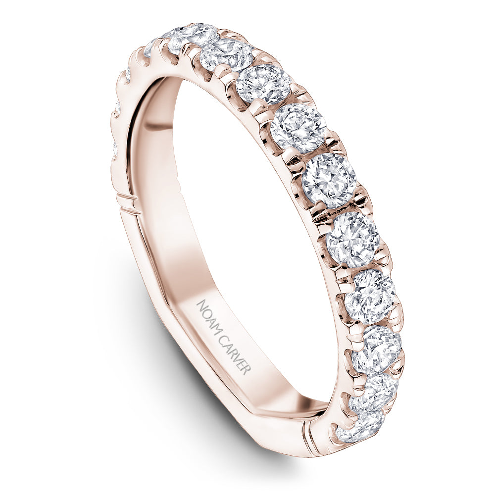 Noam Carver Rose Gold Shared Prong Set Diamond Wedding Band