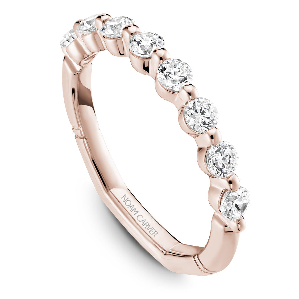 Noam Carver Rose Gold Floating Round Cut Shared Prong Wedding Band