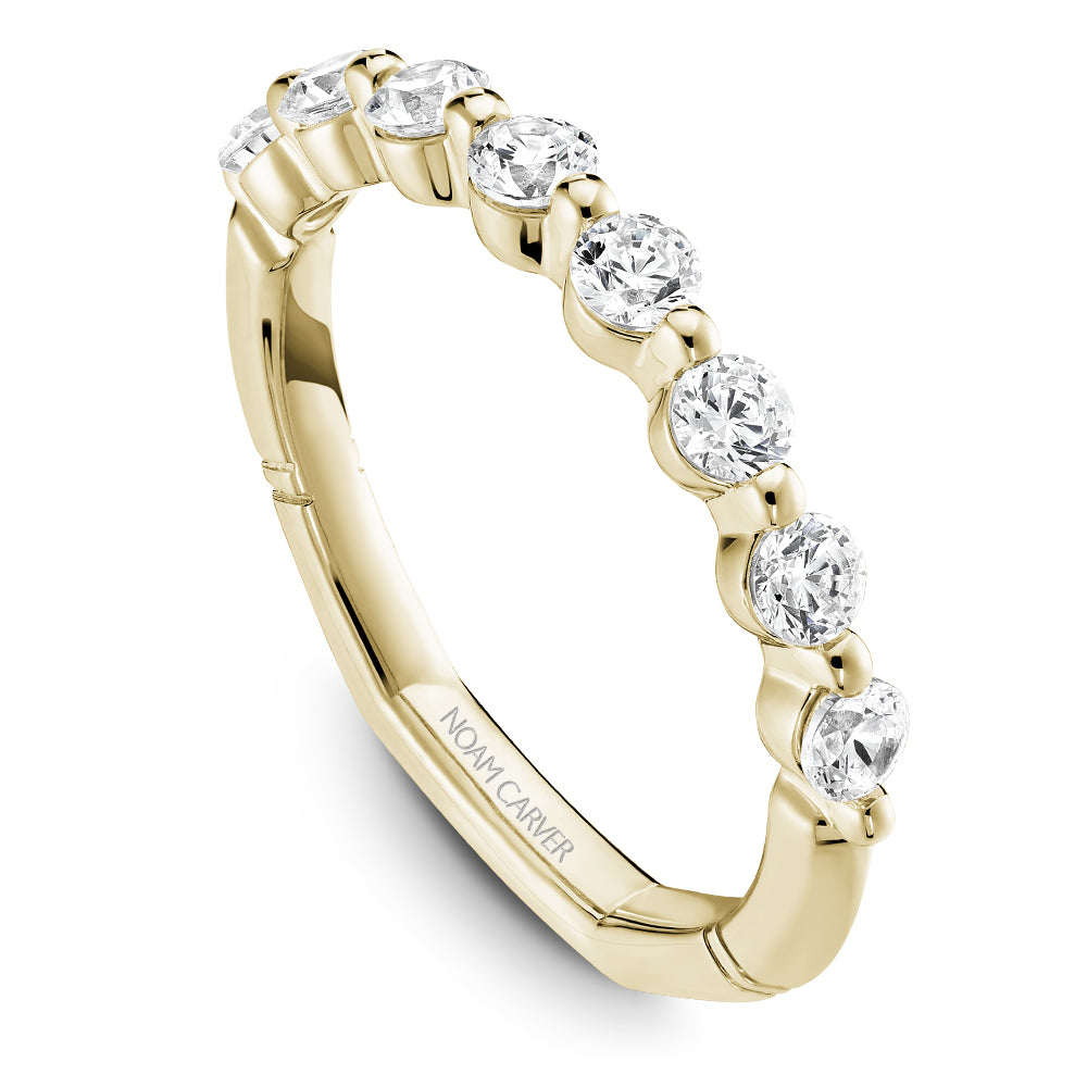 Noam Carver Yellow Gold Floating Round Cut Shared Prong Wedding Band