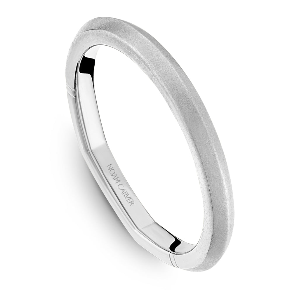 Noam Carver White Gold Satin Finish Knife Edge Wedding Band