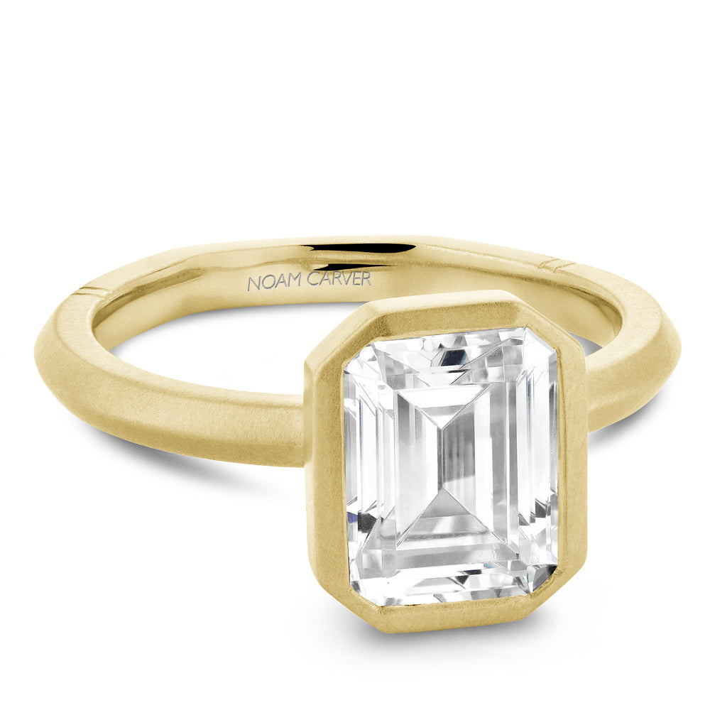 Noam Carver Yellow Gold Emerald Cut Bezel Set Diamond Engagement Ring