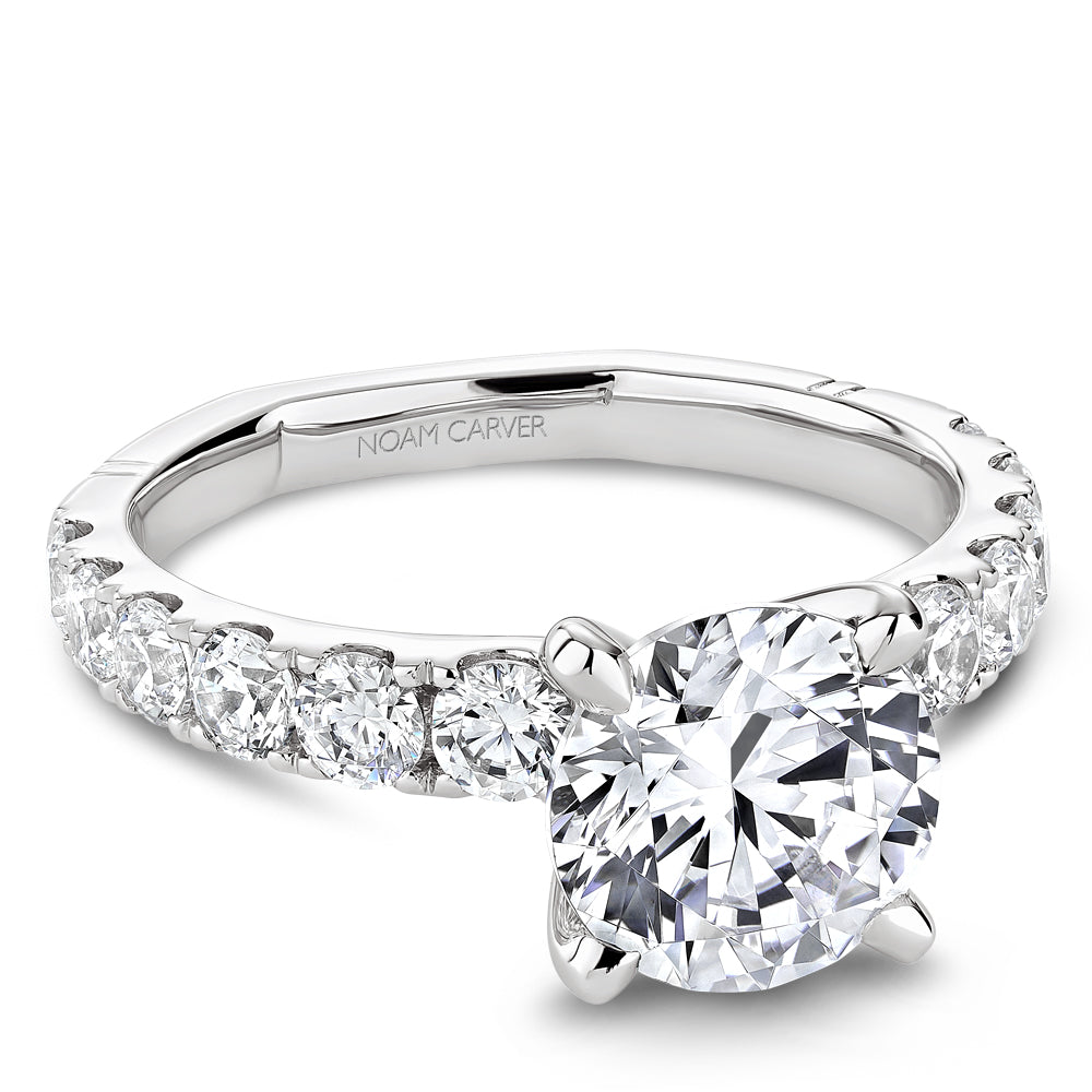 Noam Carver White Gold Shared Prong Set Diamond Engagement Ring