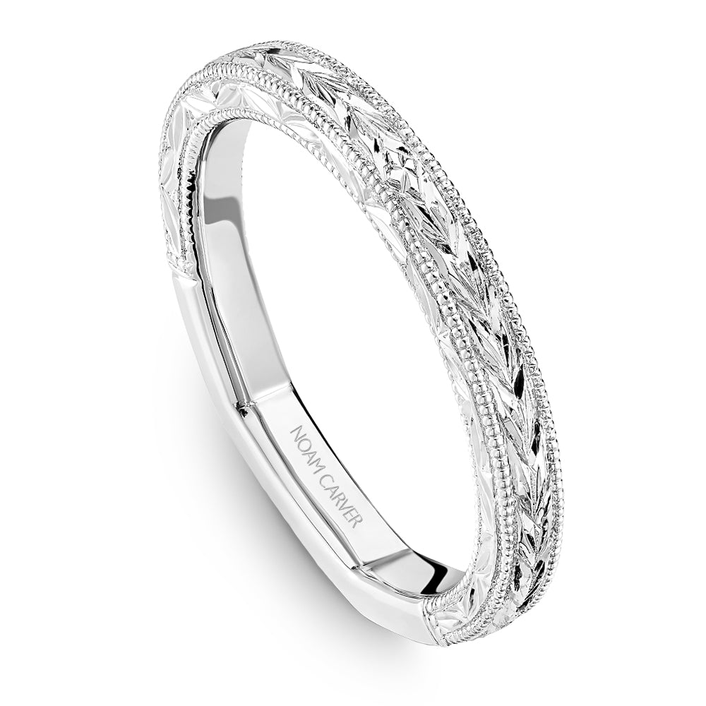 Noam Carver White Gold Euro-Shank Milgrain Wedding Band