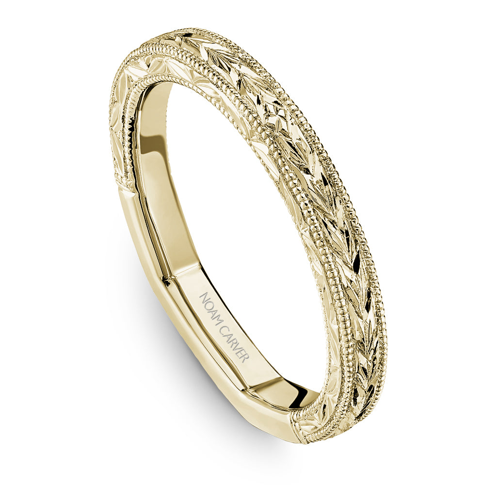Noam Carver Yellow Gold Euro-Shank Milgrain Wedding Band
