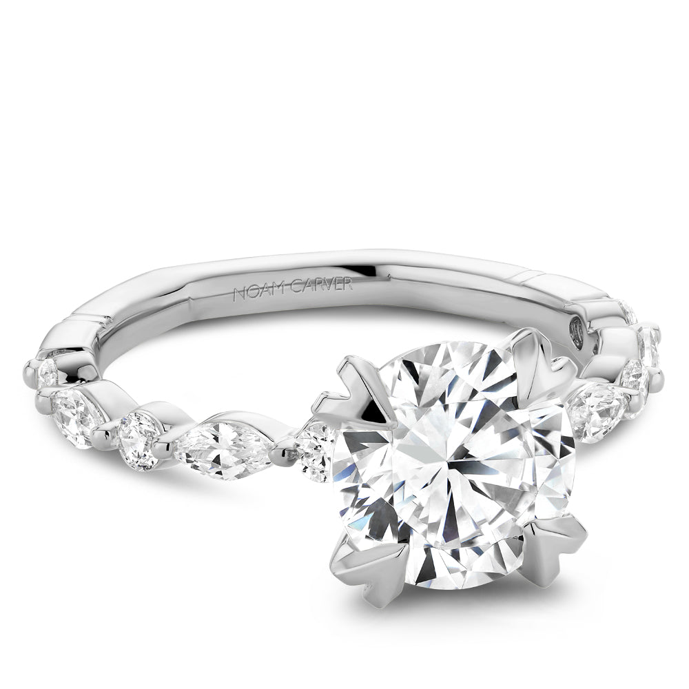 Noam Carver White Gold Marquise & Round Cut Diamond Engagement Ring
