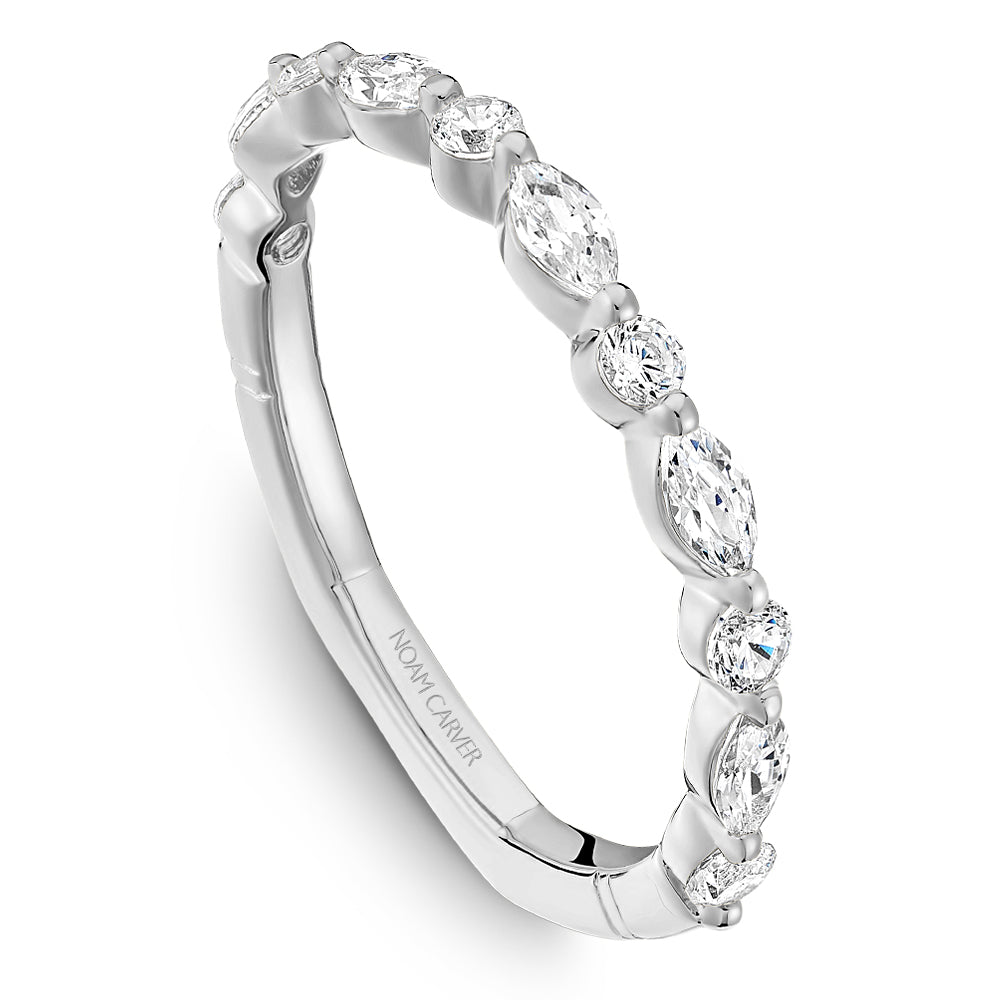 Noam Carver White Gold Marquise & Round Cut Diamond Wedding Ring