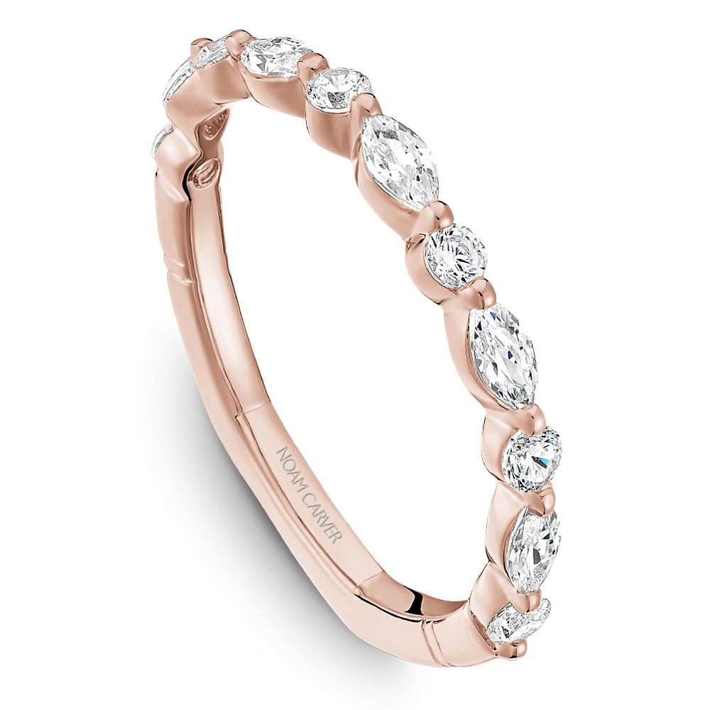 Noam Carver Rose Gold Marquise & Round Cut Diamond Wedding Ring