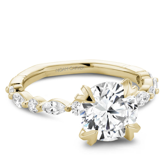 Noam Carver Yellow Gold Marquise & Round Cut Diamond Engagement Ring