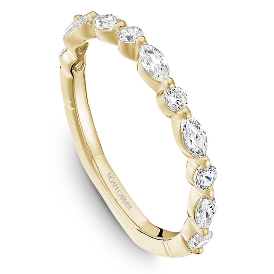 Noam Carver Yellow Gold Marquise & Round Cut Diamond Wedding Ring
